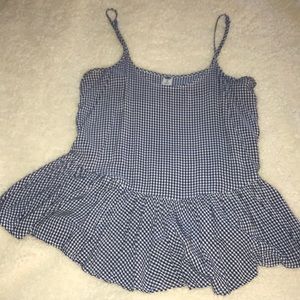 blue and white plaid shirt